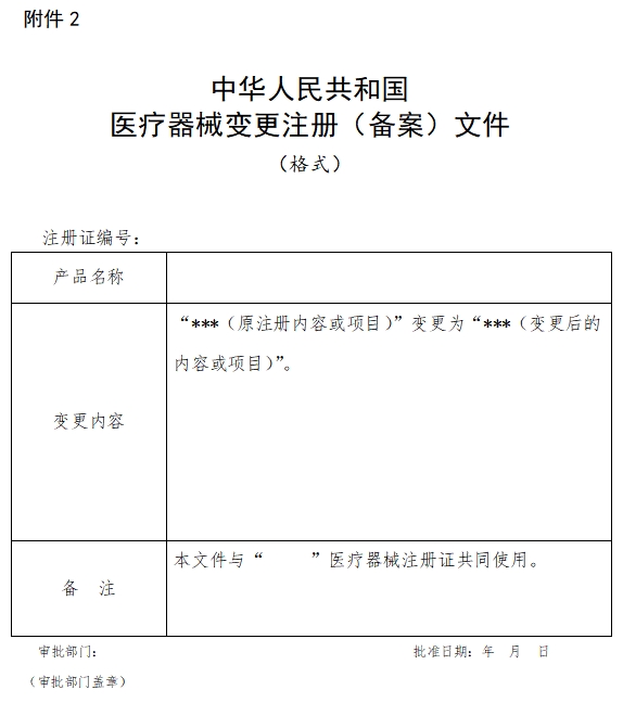 中華人民共和國醫(yī)療器械變更注冊(cè)（備案）文件（格式）（2021年第121號(hào)）(圖1)